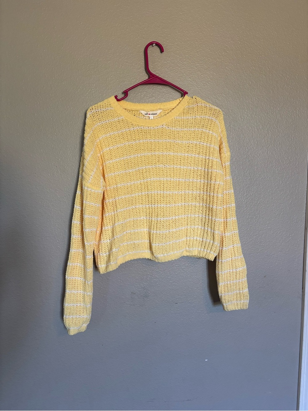 Light Yellow Striped Crewneck Women's Sweater